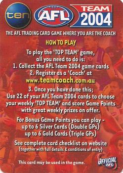 2004 Team Zone AFL Team - How to Play Promos #45 Simon Black Back